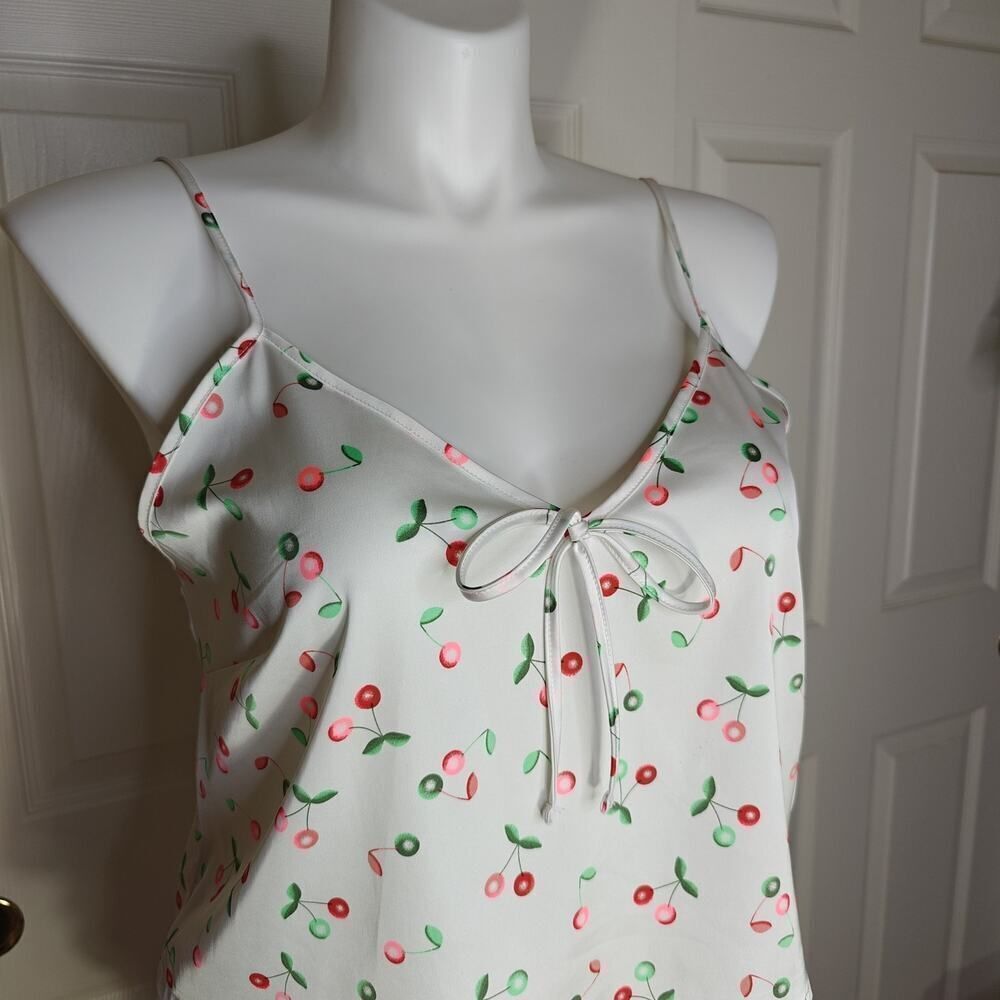 Colsie white cherry satin pajama tank short set sz L - Picture 4 of 14